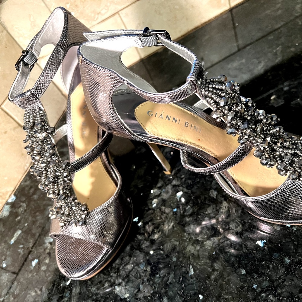 Silver 'Dazzling' Stilettos by Gianni Bini